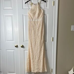 Elegant Cream Lace Maxi Dress